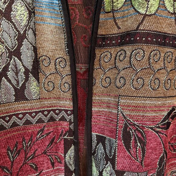 Alfred Dunner Multicolor Tapestry Zip Up Vest Women’s Size 22W Fall Botanical - Picture 3 of 5